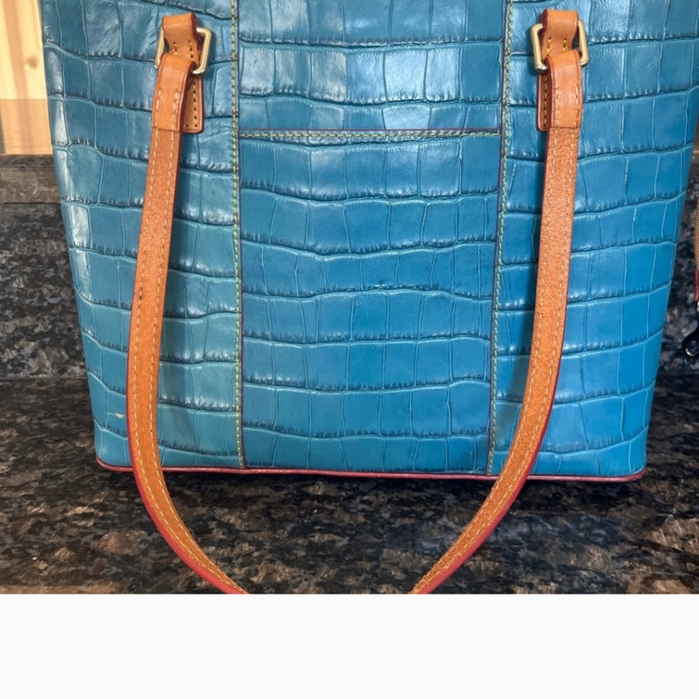 Dooney & Bourke Marine Blue Lexington Croc embossed with dust bag! EUC - Picture 5 of 7